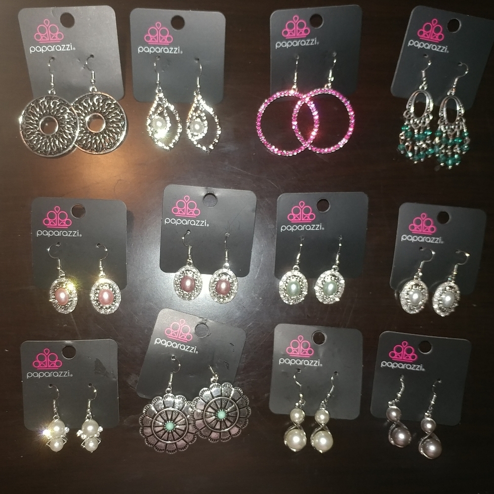 Paparazzi Earrings Lot- 12 pairs